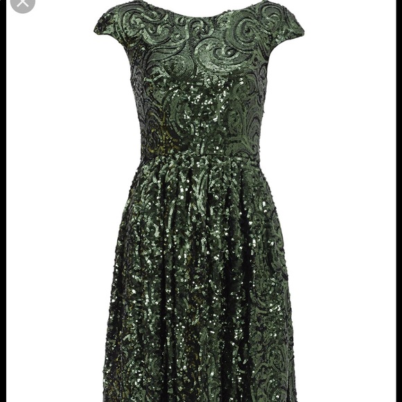 badgley mischka green sequin dress